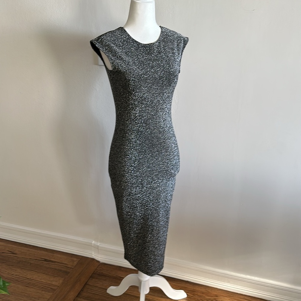 NWT H&M Silver Sparkle Midi Bodycon Dress - Size XS